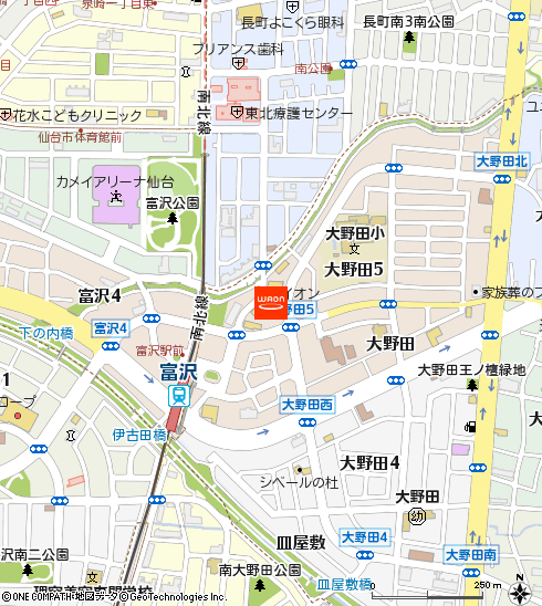 イオン仙台富沢店付近の地図